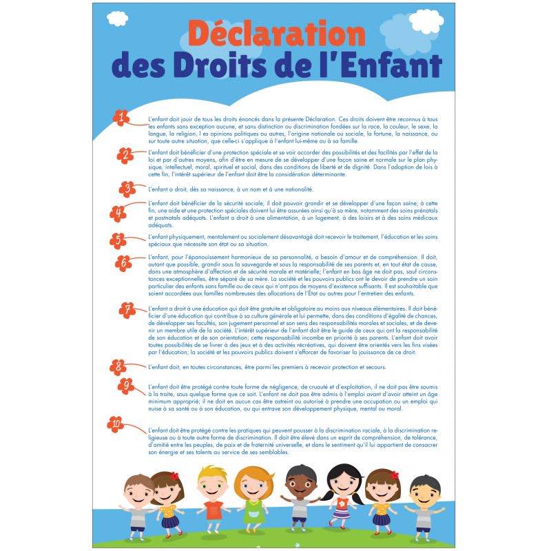 PLAQUE DÉCLARATION DES DROITS DE L'ENFANT