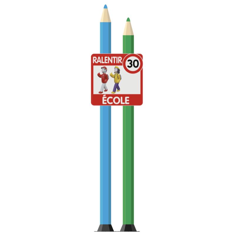 TOTEM CRAYON DOUBLE + PANNEAU CARRÉ