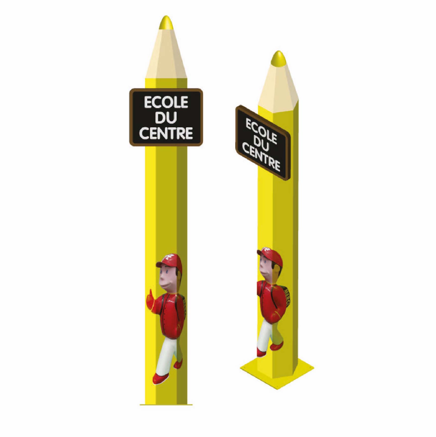 TOTEM GROS CRAYON + ARDOISE 700 X 500 MM