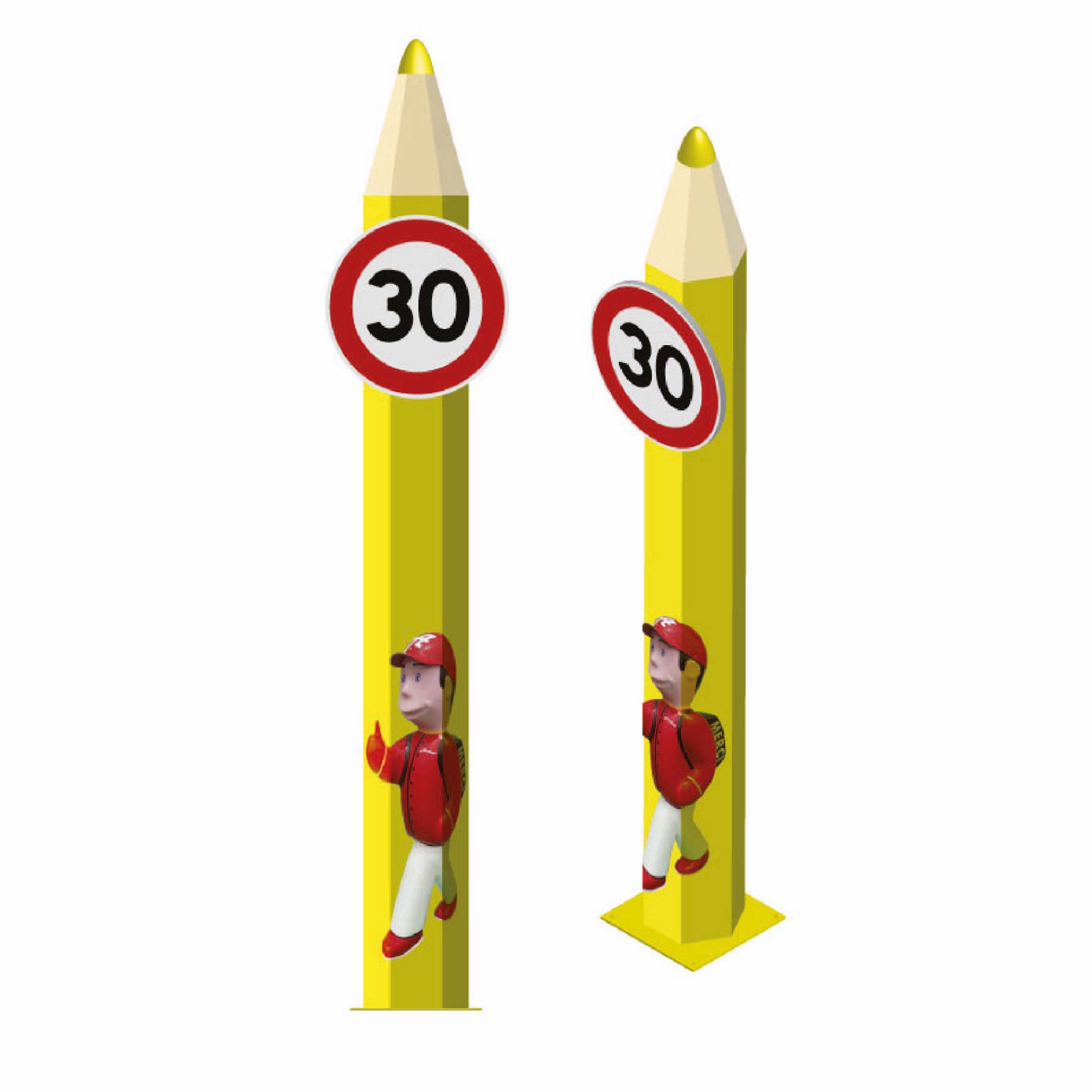 TOTEM GROS CRAYON FIBRE AVEC PANNEAU 30