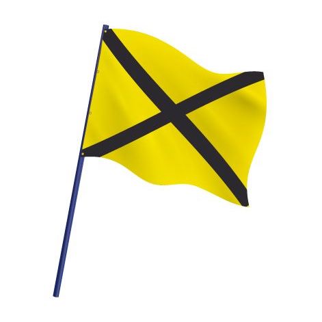 Drapeau de course automobile jaune à croix noire