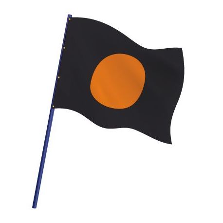 Drapeau de course automobile noir à disque orange