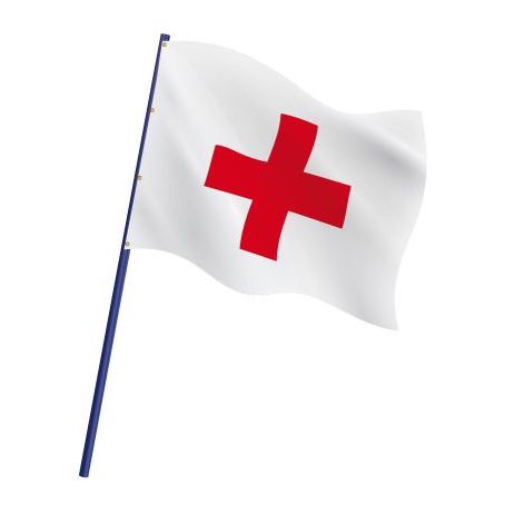 Drapeau de karting à croix rouge sur fond blanc
