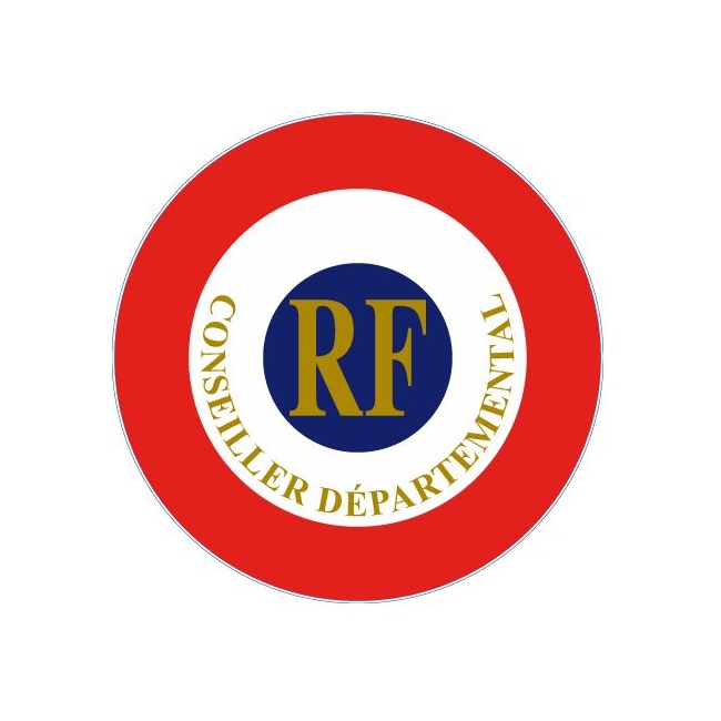 COCARDE TRICOLORE AUTO-ADHÉSIVE "CONSEILLER DEPARTEMENTAL"