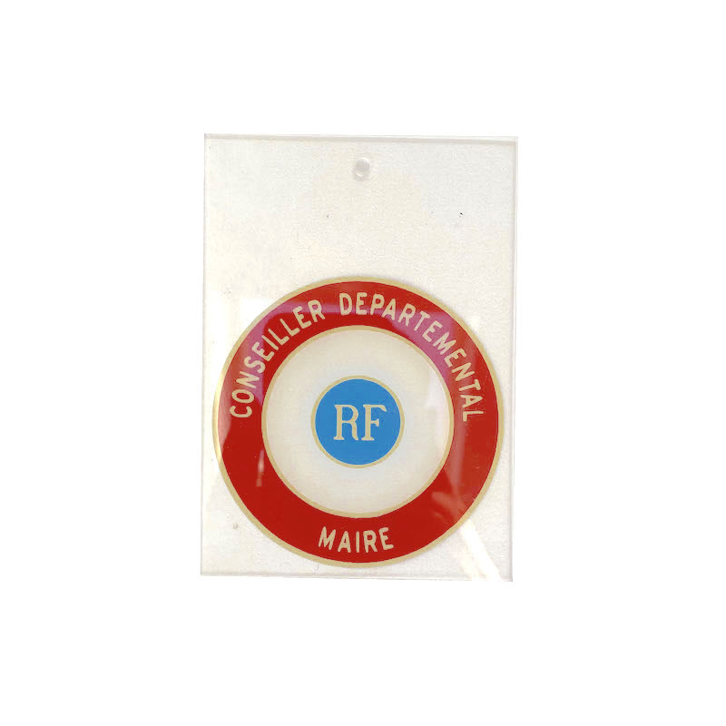 Plaque de fonction à ventouse tric conseiller départemental et maire
