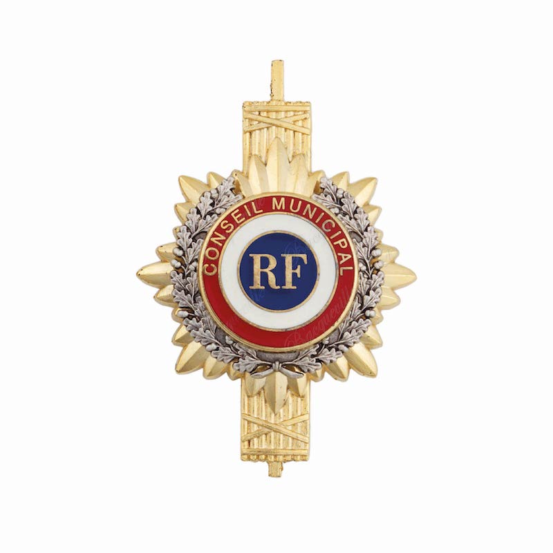 Insigne de poche Soleil et Feuillages avec Faisceaux "Conseil Municipal"