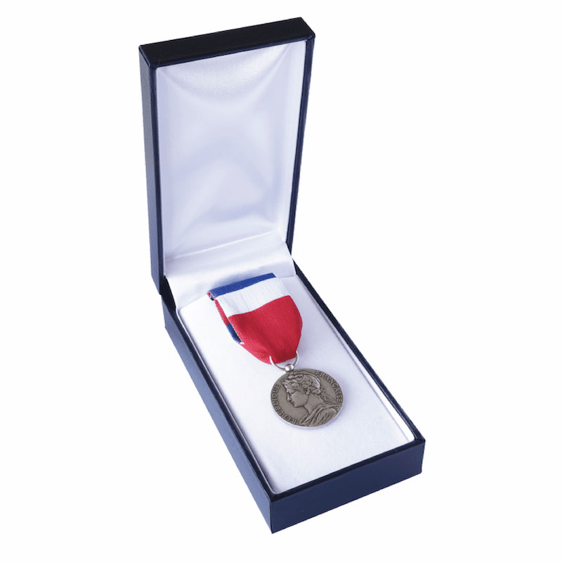Ecrin en simili-cuir bleu pour médaille