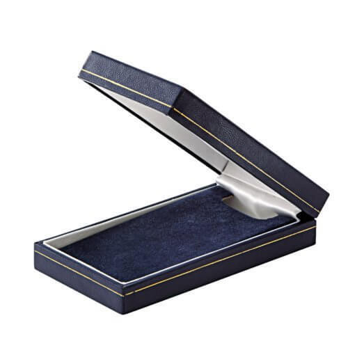 ECRIN MÉDAILLE SIMILICUIR BLEU FILET OR