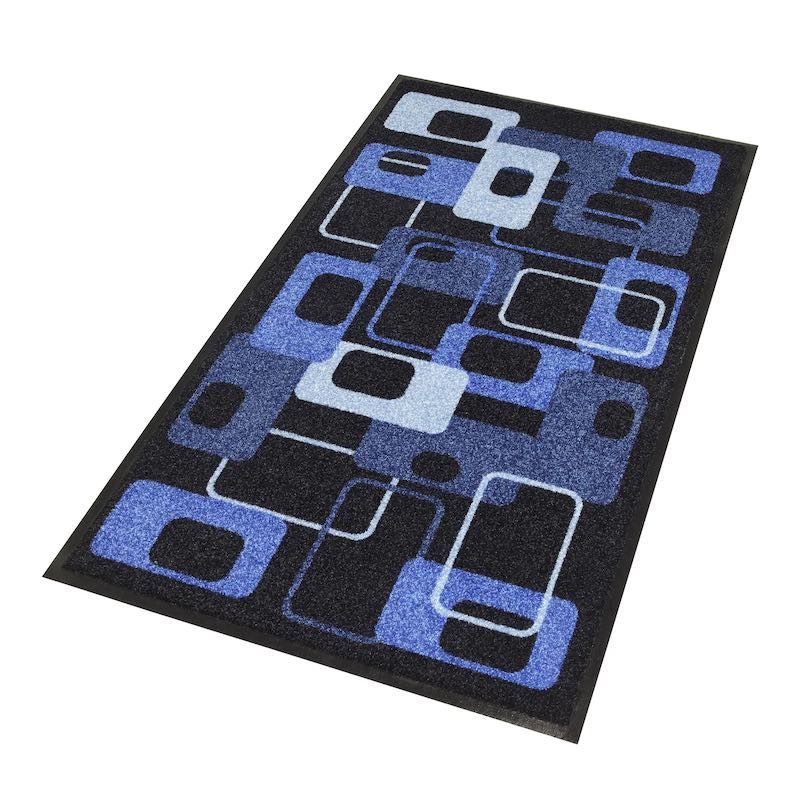 TAPIS DESIGN IMPERIAL POUR ENTRÉE MODERNE ANNÉES 70 BLEU