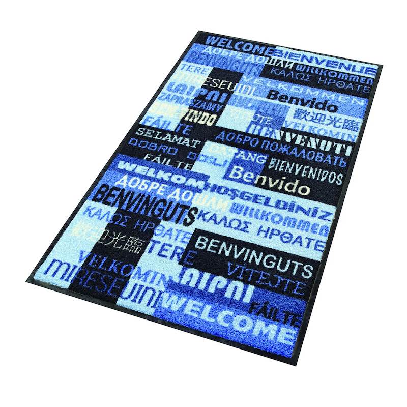 TAPIS DESIGN IMPERIAL POUR ENTRÉE NEW WELCOME BLEU