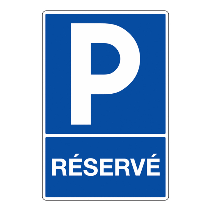 Signalétique parking reservé fond bleu