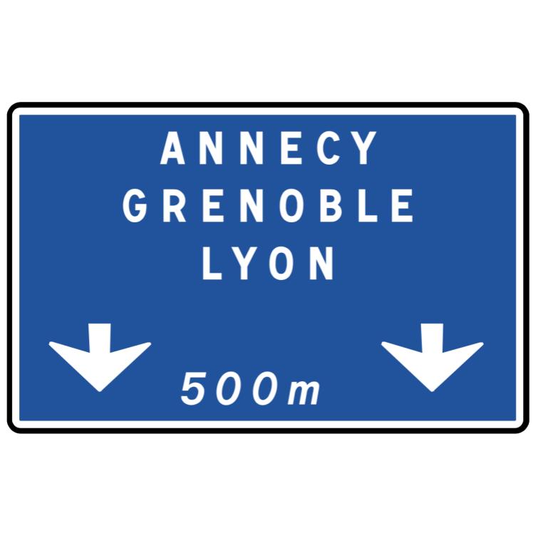 Da41c "Présignalisation d'affectation de voies de bifurcation autoroutière"