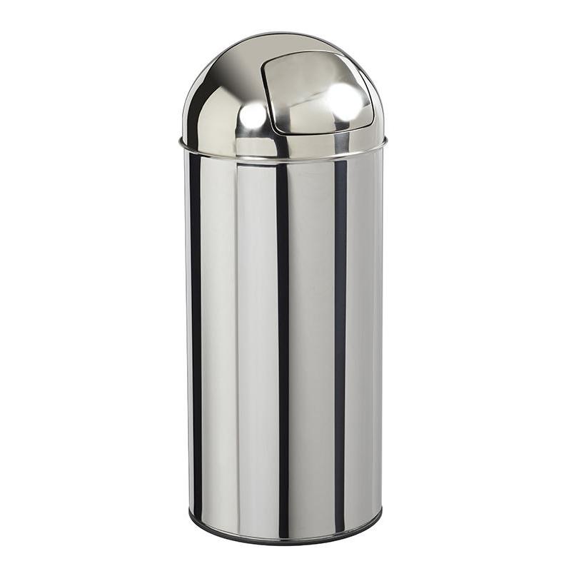 PUSH POUBELLE AVEC COUVERCLE À TRAPPE 45L EN INOX