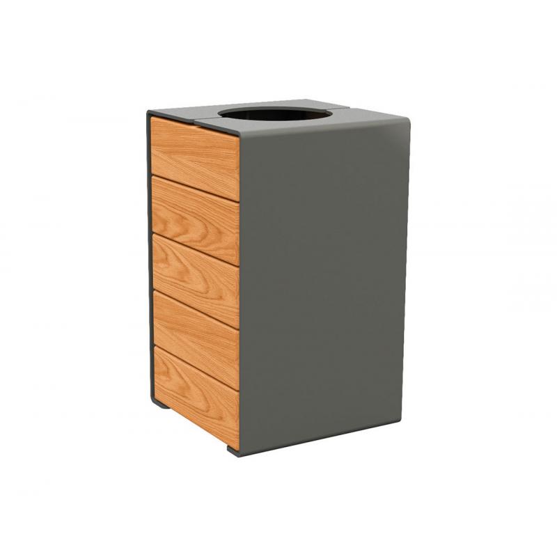 CORBEILLE KUB ACIER ET BOIS 120L