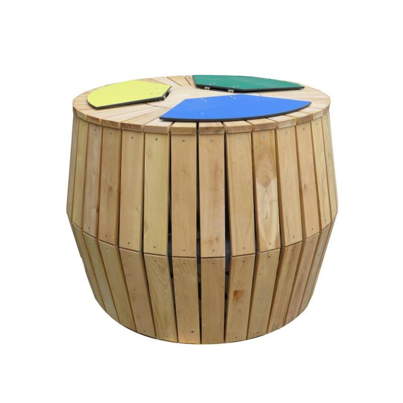 CORBEILLE DE TRI SÉLECTIF EN BOIS HELIOS