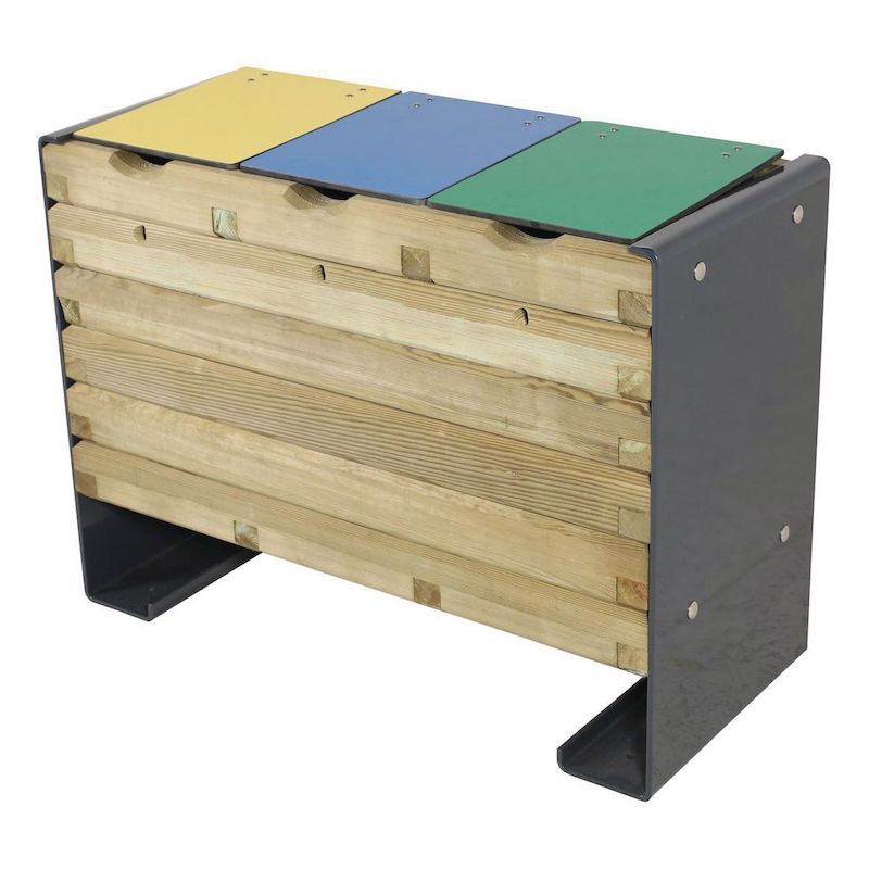CORBEILLE DE TRI SÉLECTIF EN BOIS ET MÉTAL ACMON
