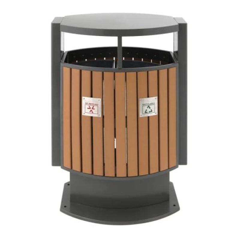 POUBELLE D'EXTÉRIEUR TRI SÉLECTIF IMITATION BOIS