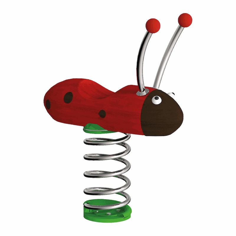 JEU SUR RESSORT EN BOIS COCCINELLE