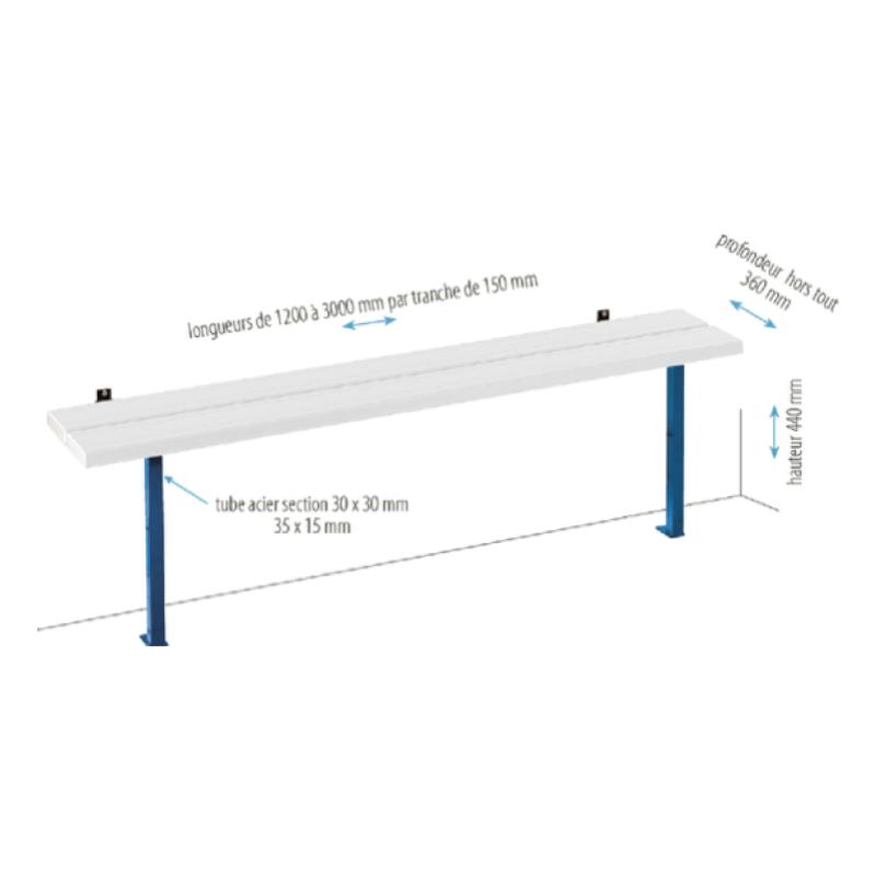 BANC MUR/SOL POUR VESTIAIRES